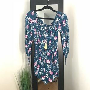 Tropical & Floral 🌴 teal 3/4 sleeve romper